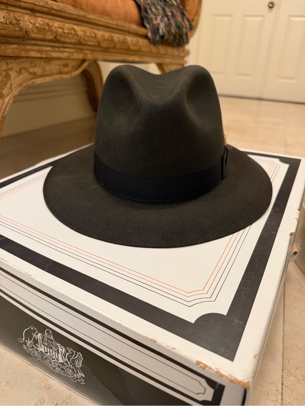 Stetson Olive Green Wool Felt Fedora with Black Band